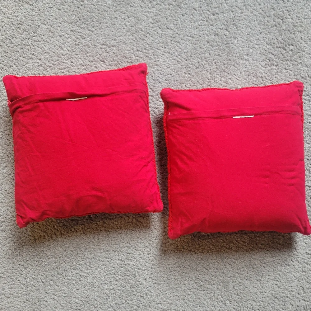 Red & Ivory Tufted Snowflake Throw Pillows - Set of 2